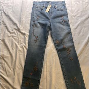 Level 99 By Anthropologie High Waisted Embroidered Butterfly Jeans